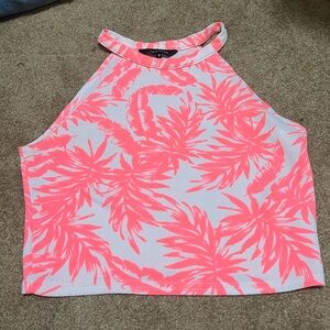 Colorful Island Salmon Crop Top
